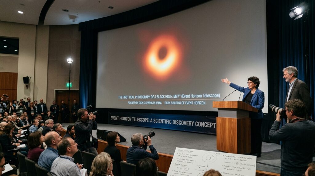 2019년 사건지평선 망원경으로 촬영된 M87 블랙홀의 실제 이미지