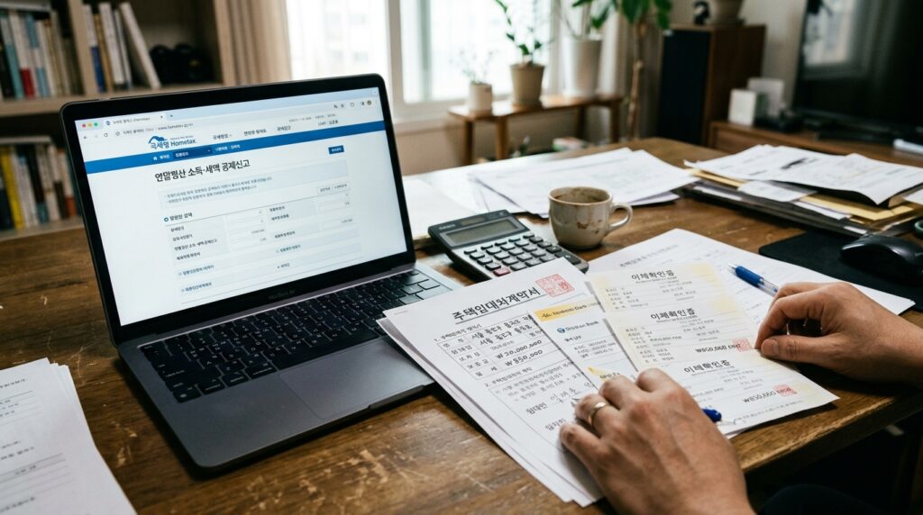 연말정산 월세 세액공제 직접 증빙 서류 — 임대차계약서와 이체확인서